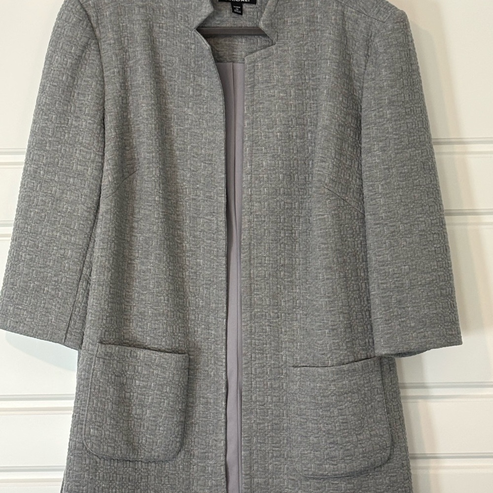 3/4 Sleeve Spring Jacket - Roz & Ali -Ultra Soft Grey Textured Fabric